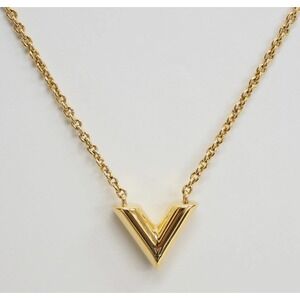 NEW V Necklace Gold Filled Pendant Chain Fashion Jewelry Minimalist Style 15-17”